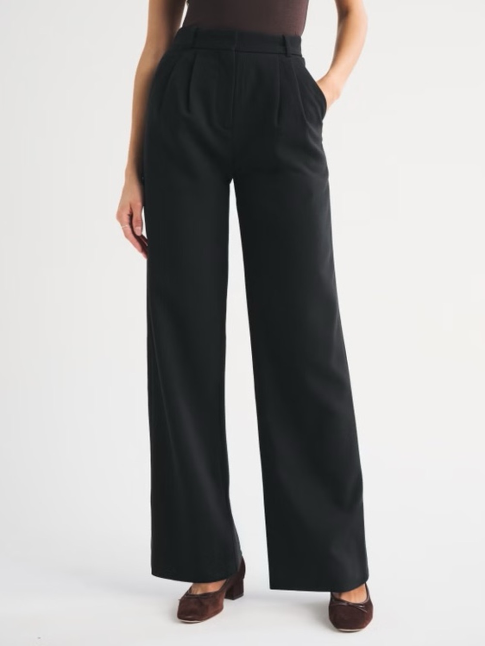 Abercrombie Sloane Wool Blend Wide Leg Pants Black S